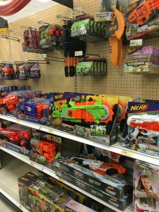 A whole aisle of weapons...