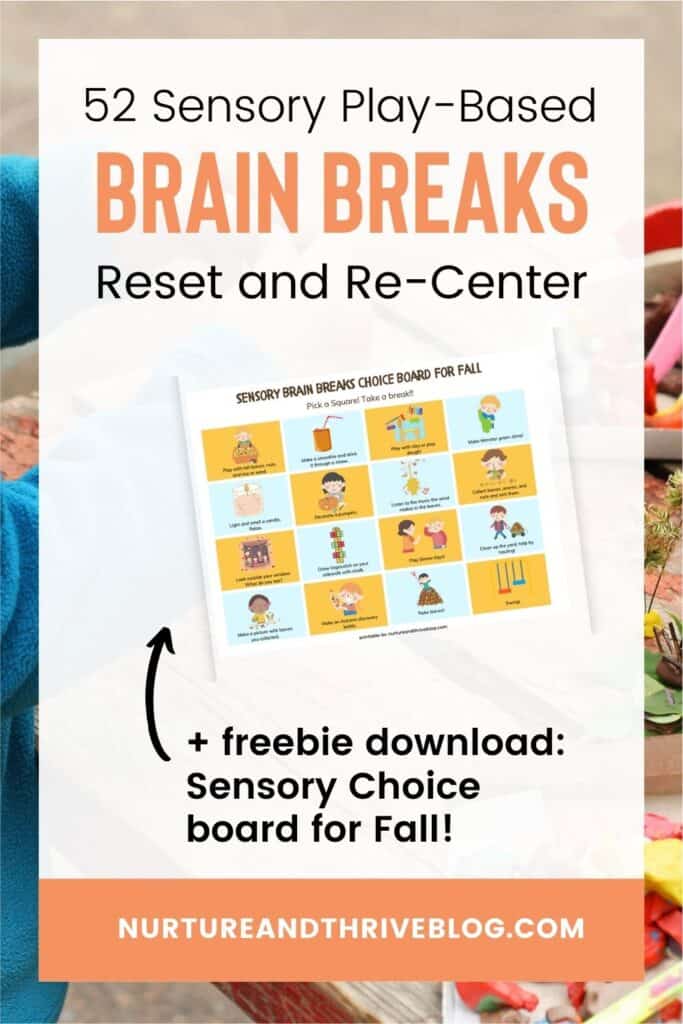 sensory brain break choice board