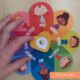 Feelings wheel for kids with a child's hand spinning the arrow.
